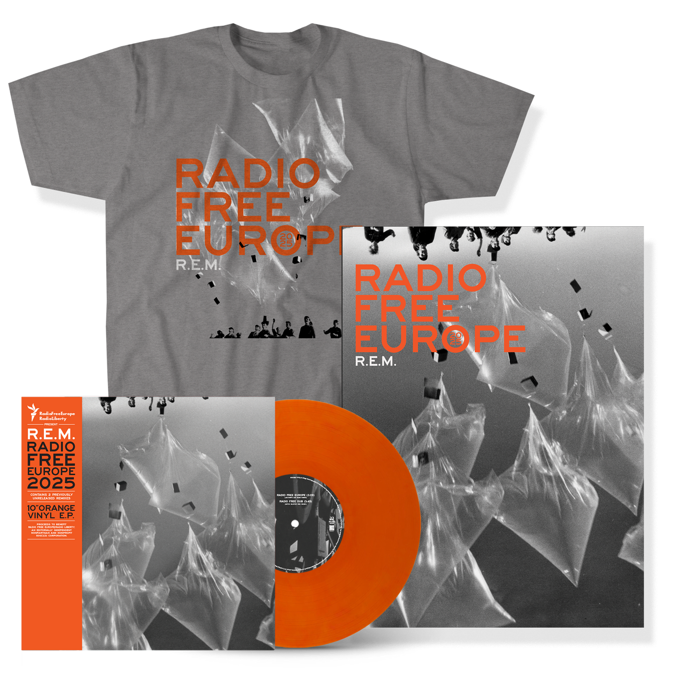 Radio Free Europe 2025 10" Translucent Orange Vinyl E.P. + Radio Free Europe Tee + Radio Free Poster Bundle